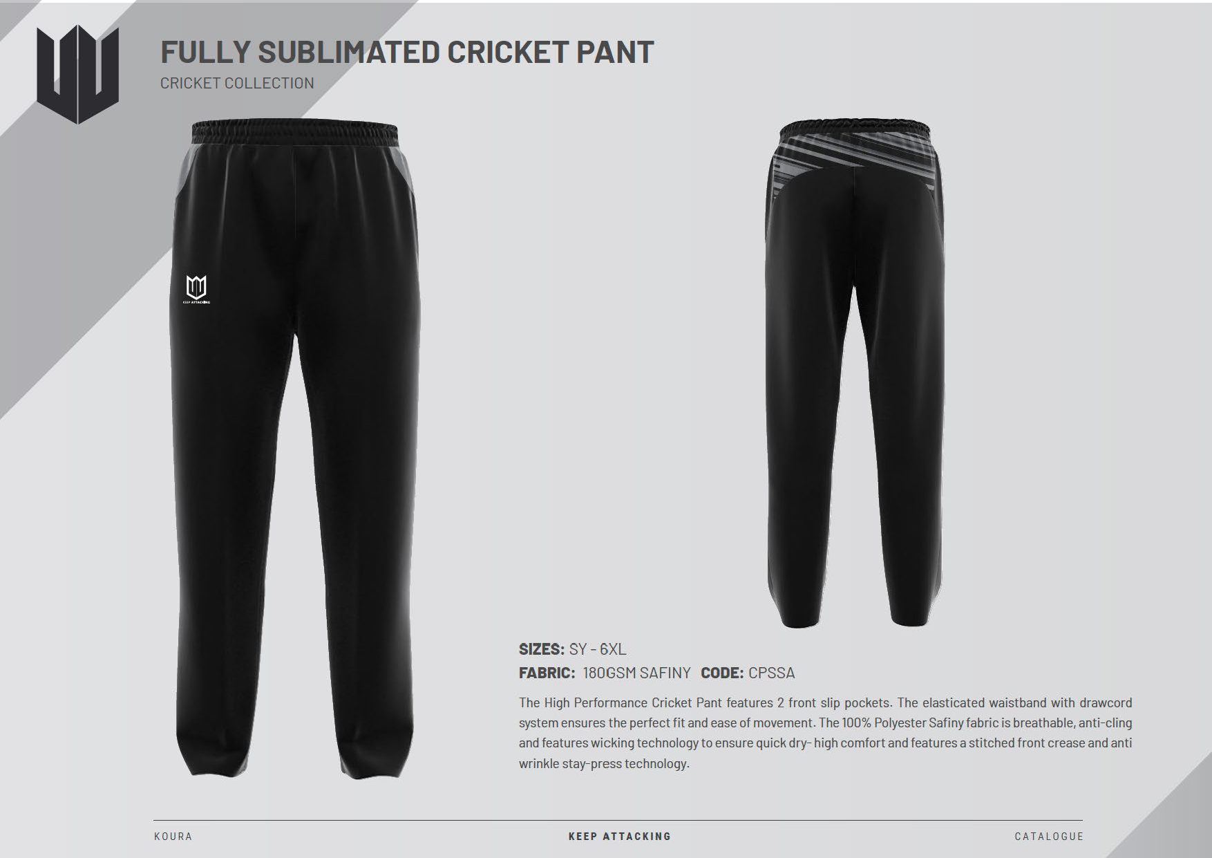 A picture of a fully sublimated cricket pant