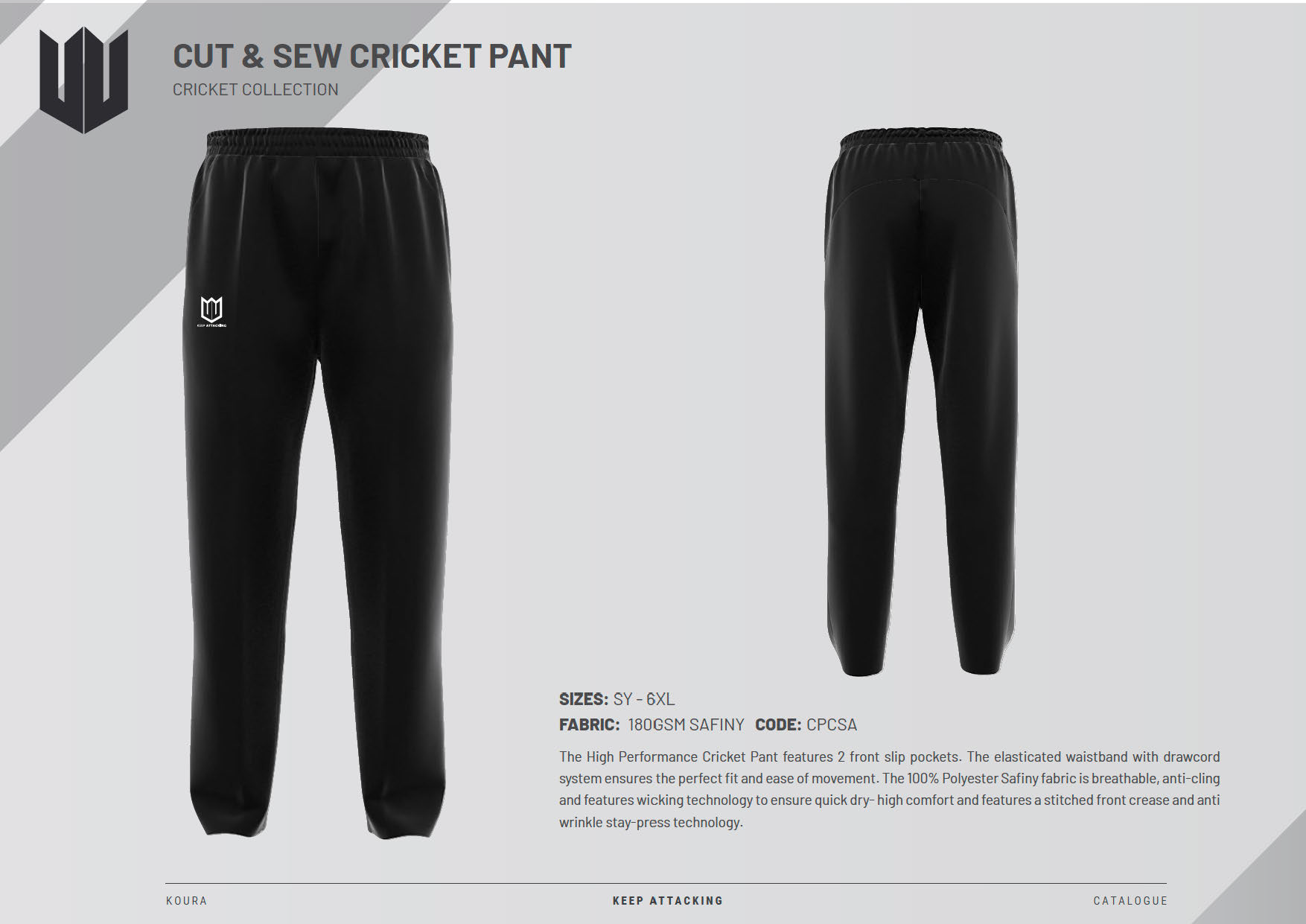 A picture of a pair of black cricket pants