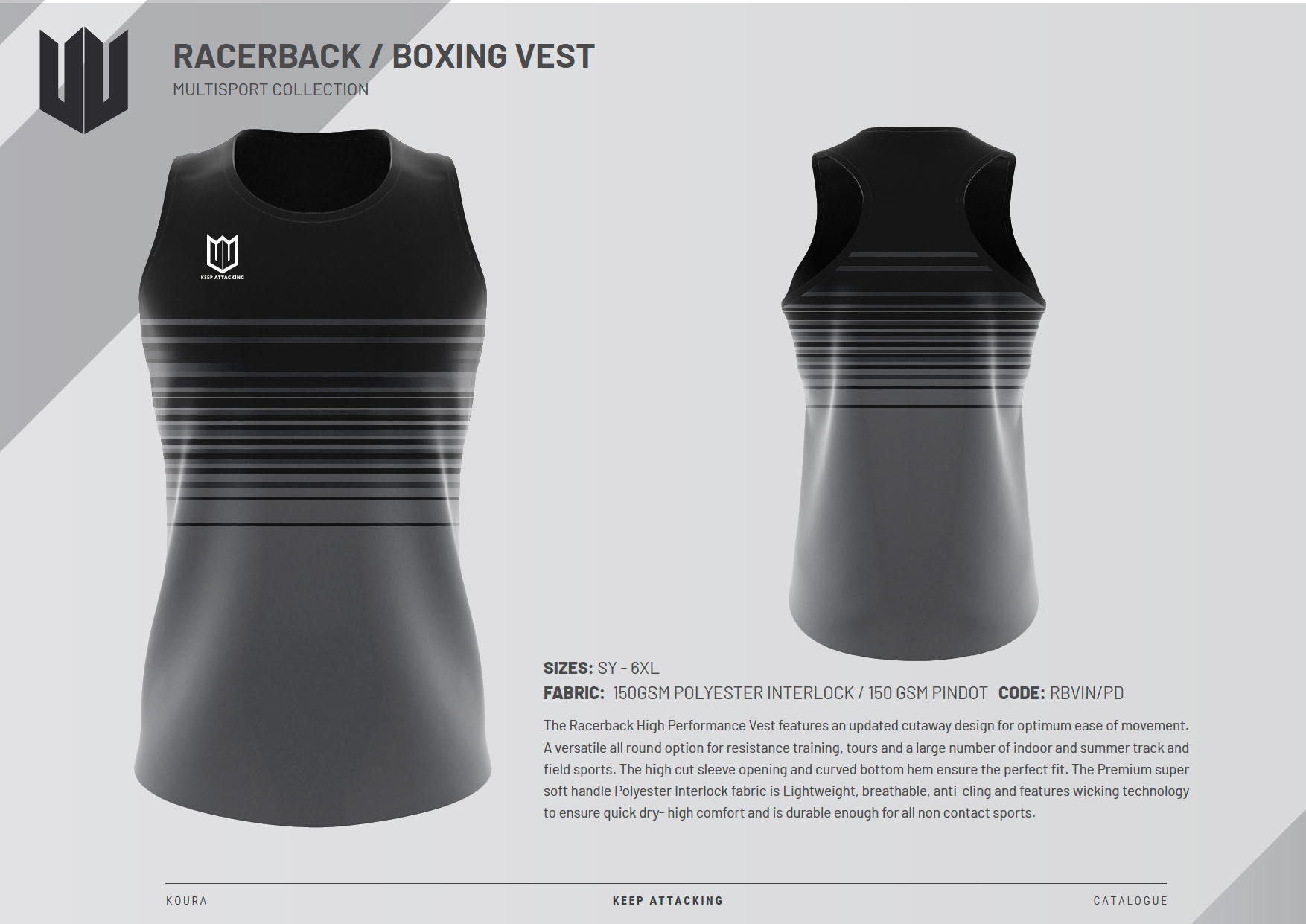 A black tank top with white stripes on it