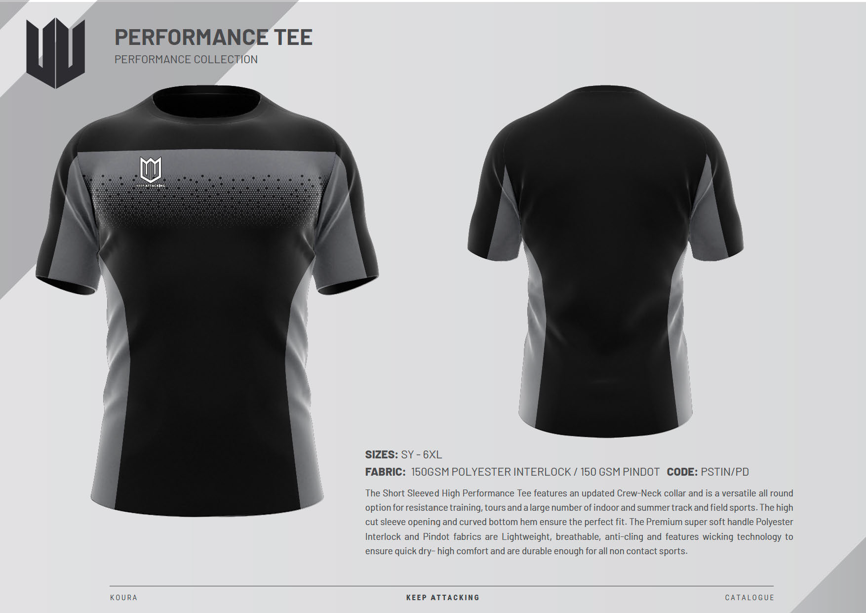 The front and back of a black and gray t-shirt.
