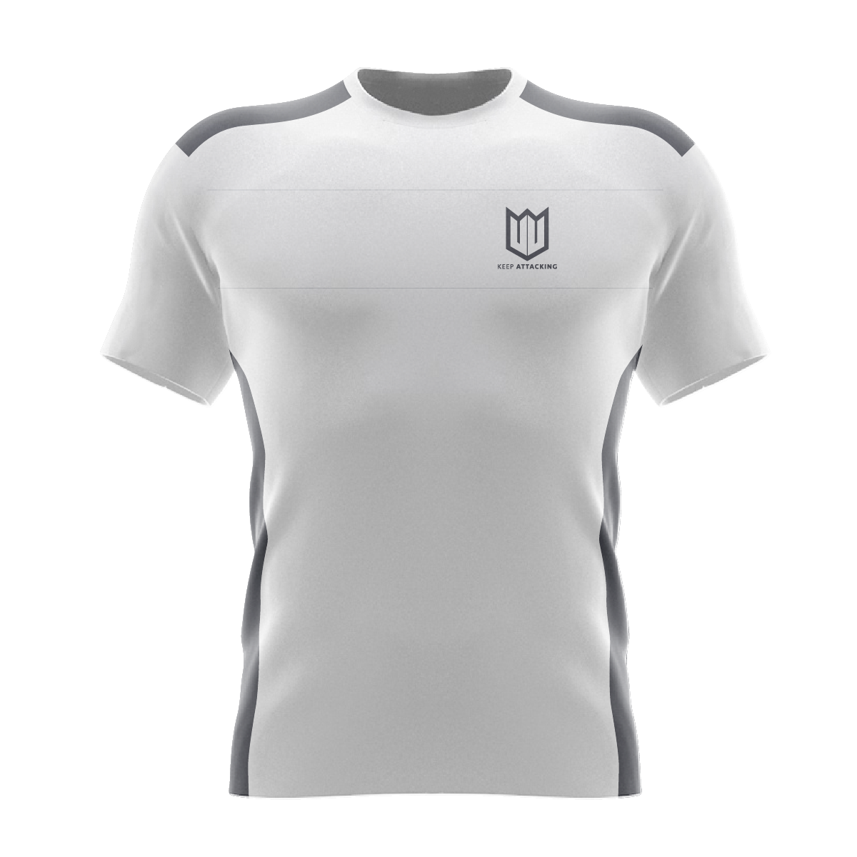 A white t-shirt with a logo on the front