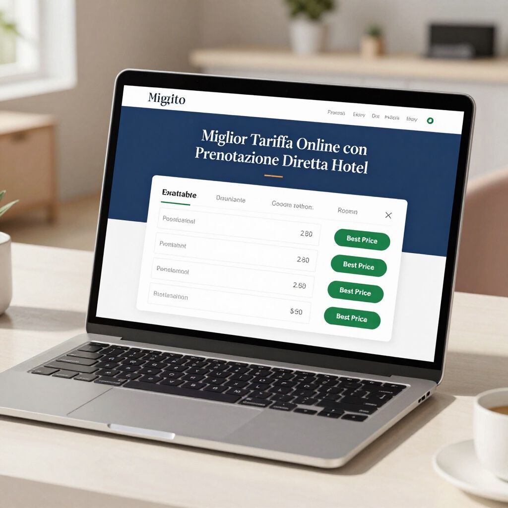 Computer portatile con pagina di prenotazione dell’hotel