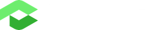 Green geometric logo with a stylized cube on a white background