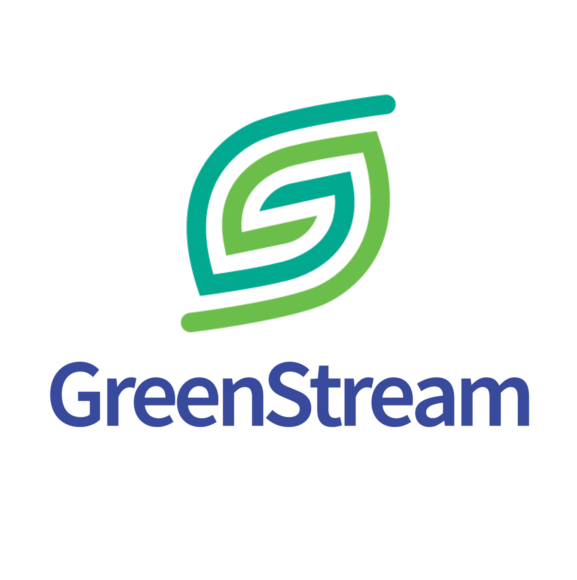 GreenStream logo: a stylized green leaf shape with a blue-green