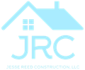 Light blue Jesse Reed Construction LLC logo with a house roof and JRC initials