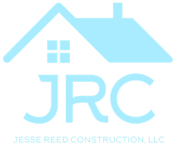 Light blue Jesse Reed Construction LLC logo with a house roof and JRC initials