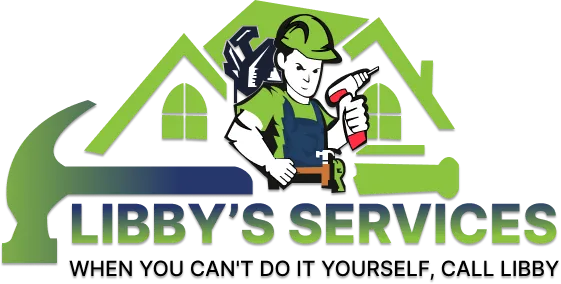 A logo for Libby 's Services shows a man holding a drill.