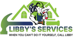 A logo for Libby 's Services shows a man holding a drill.