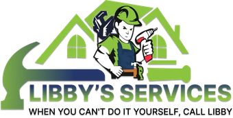 A logo for Libby 's Services shows a man holding a drill.