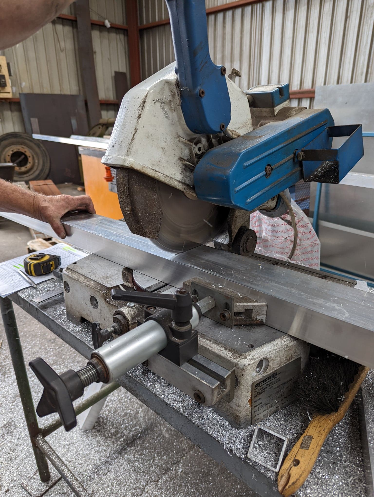 Aluminium Being Cut — Moolap, VIC — Betta Steel