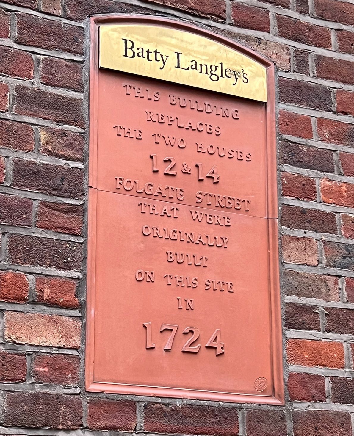 Batty Langley's plaque