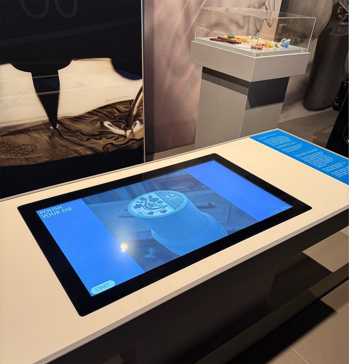Die polishing touchscreen interactive