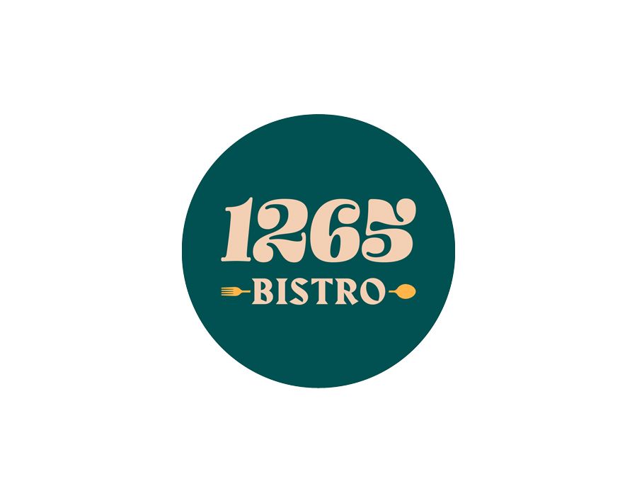 Logo for 1265 Bistro, a teal green circle with the text