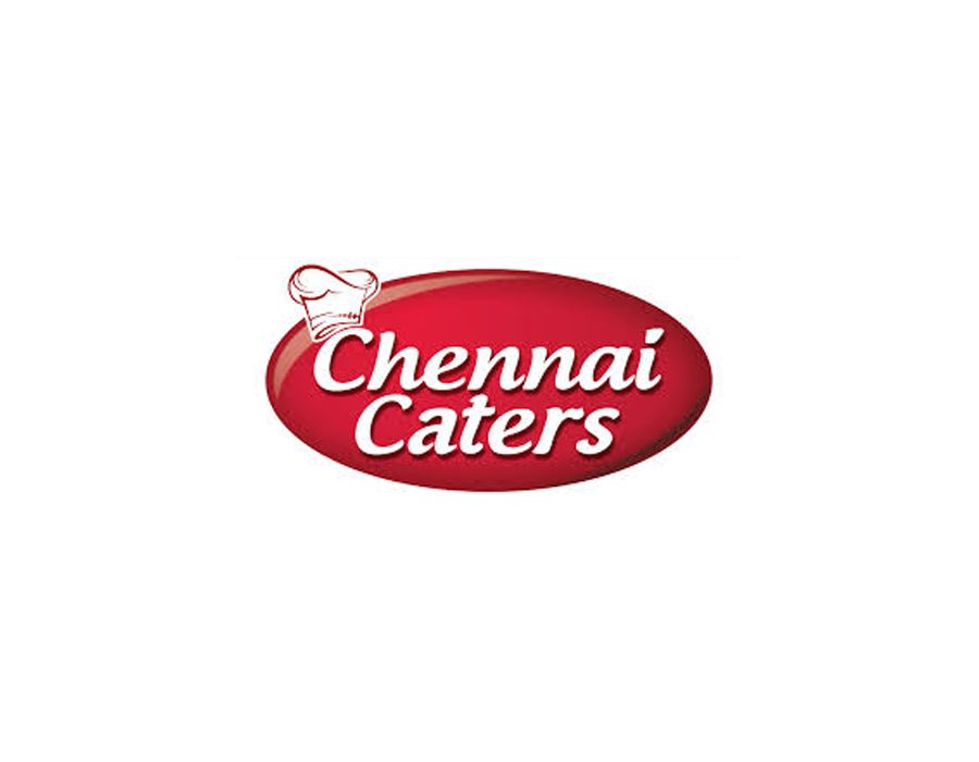 Chennai Caters logo: a red oval with the words