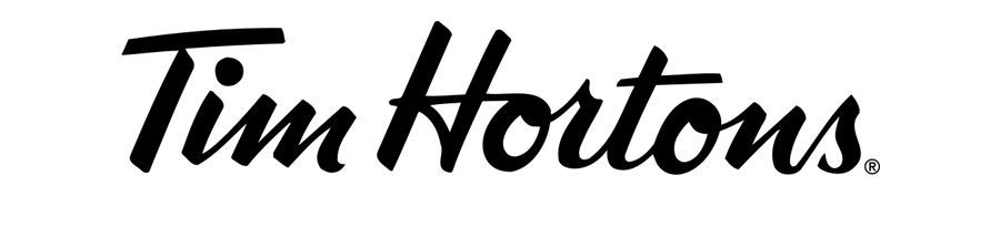 The Tim Hortons logo in black cursive font.