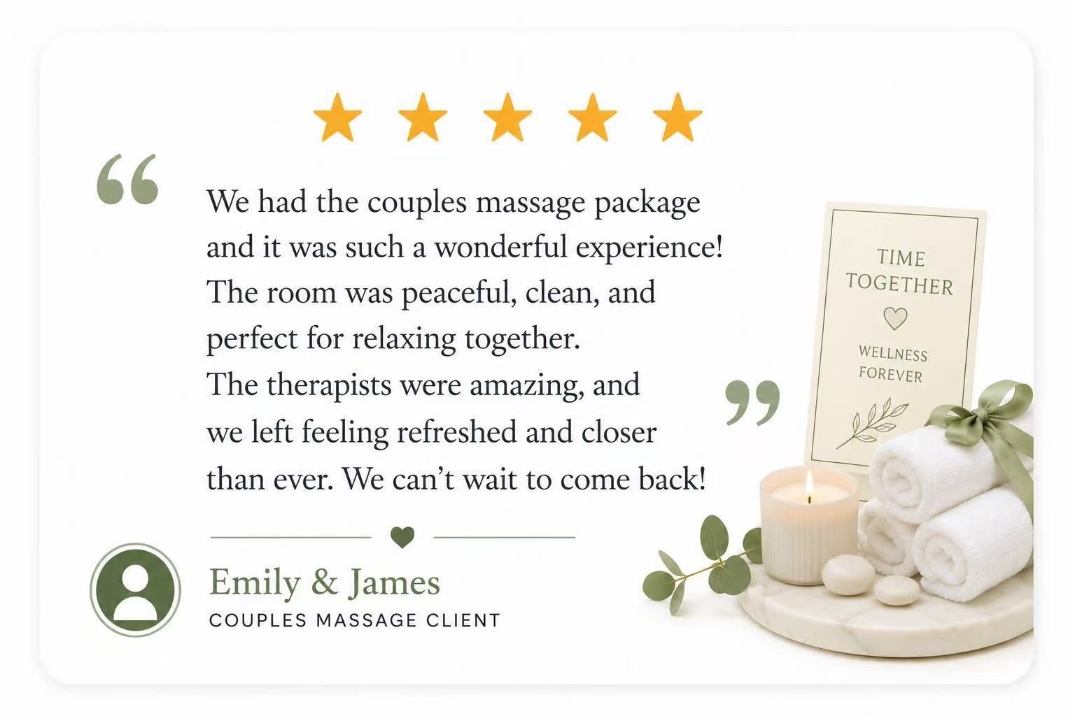 5-star couples massage client review for Healing Hands Spa in Novi, MI