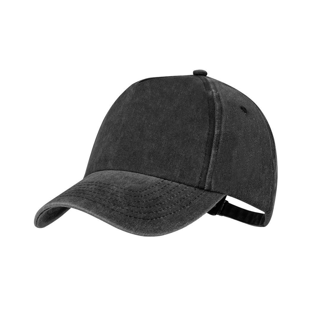 Una gorra de béisbol lisa, de color gris carbón, confeccionada en tela texturizada sobre un fondo blanco.
