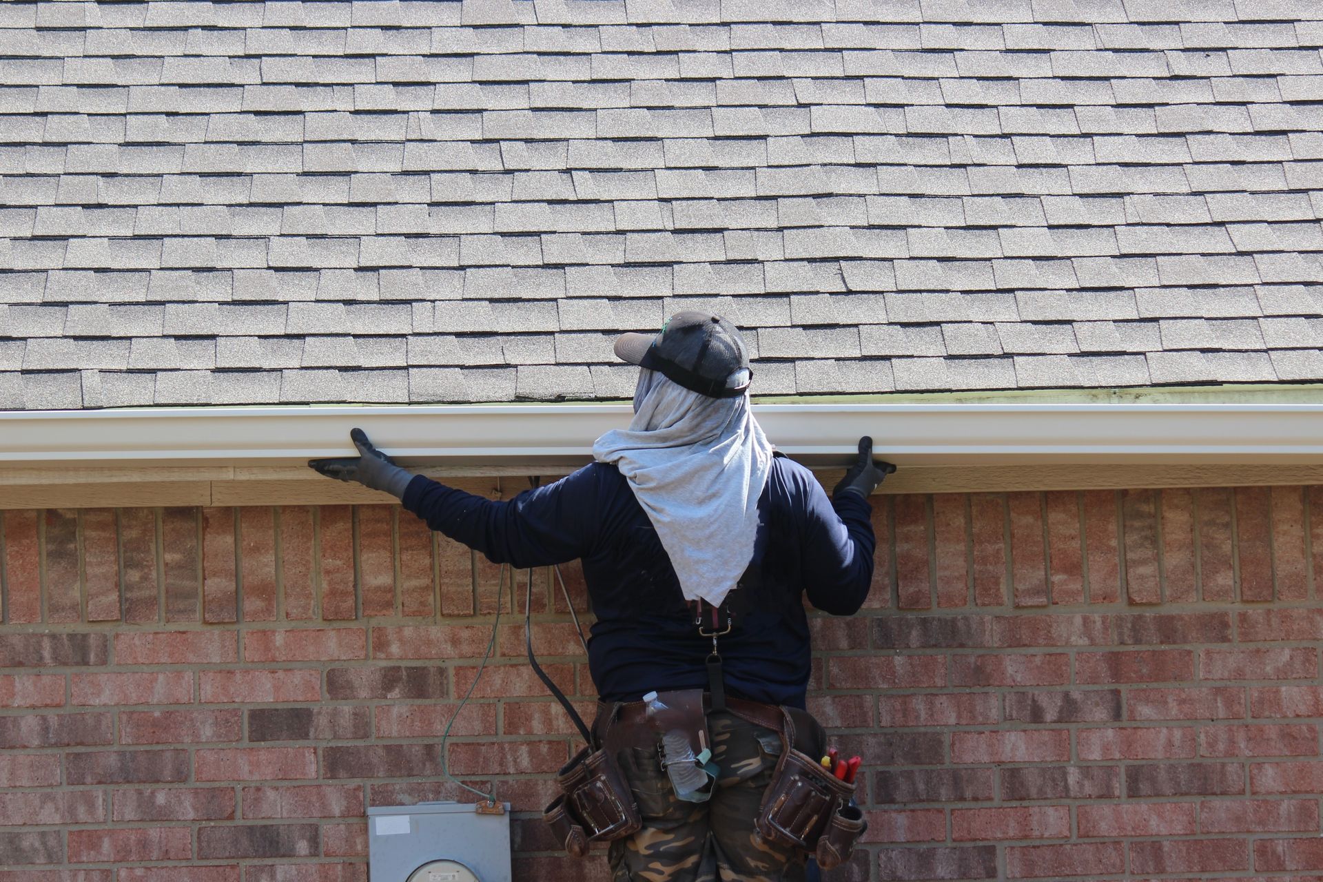 Exterior roofing evaluation for gutter installation