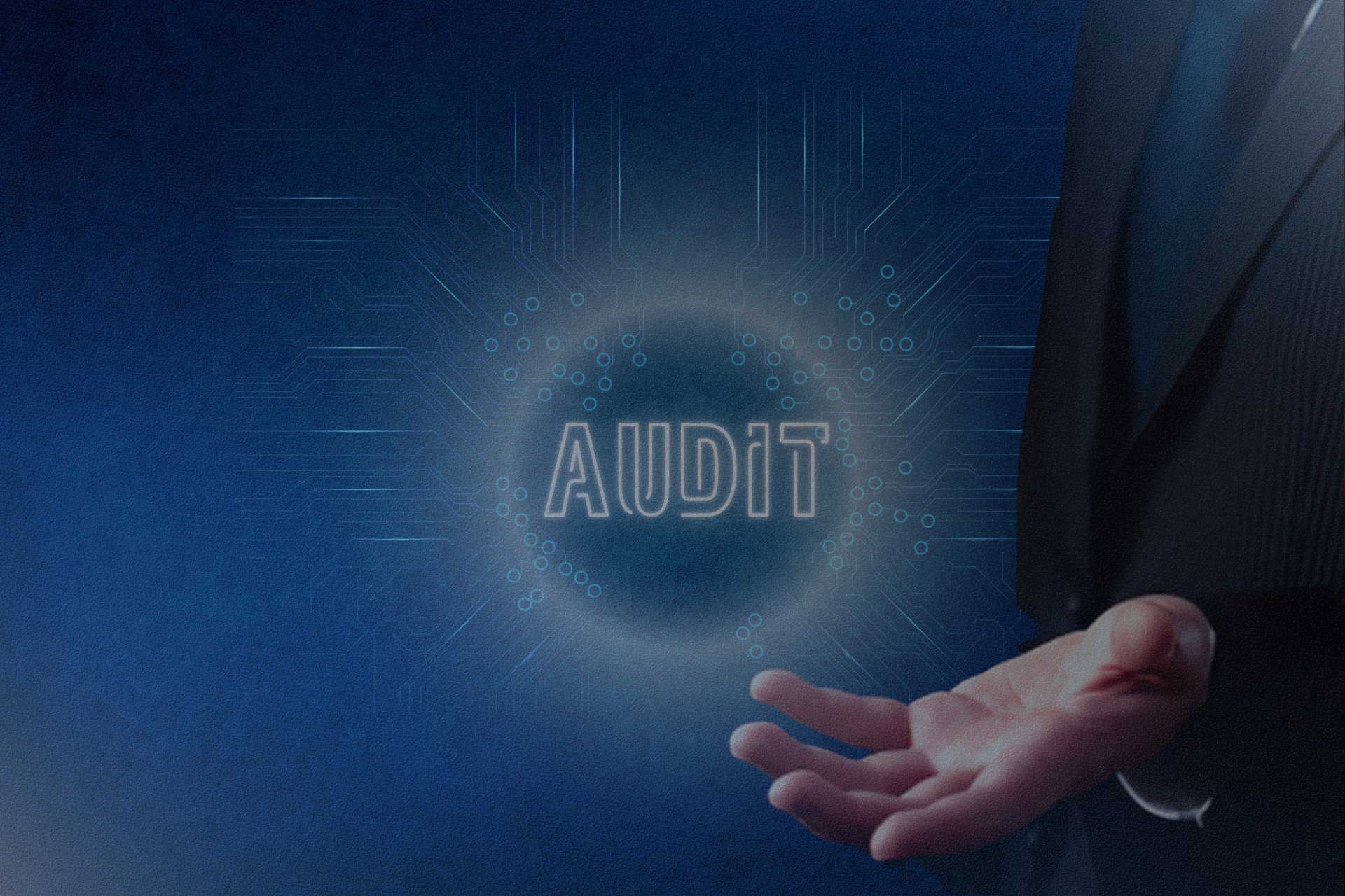 Hand outstretched offering glowing Audit