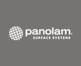 The logo for panolam surface systems is on a gray background.