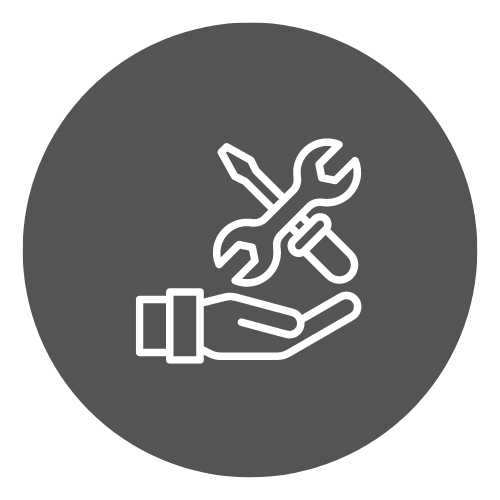 A hand holding a wrench and screwdriver in a circle.