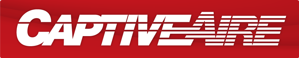 White “CAPTIVEAIRE” logo on a red background