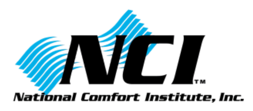 NCI logo with blue stripes and black lettering on a white background
