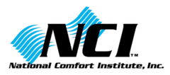 National Comfort Institute, Inc. logo with blue swooshes and black NCI text