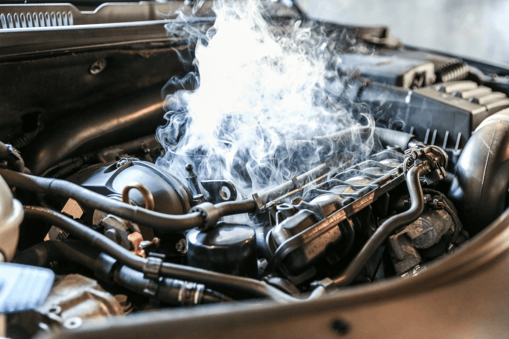 Engine overheating, auto repair in Charlotte, NC, at Compton's Automotive Inc. Image of steam rising