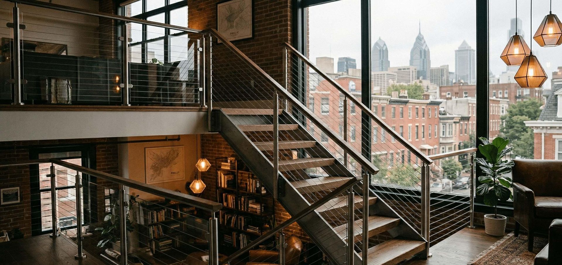 modern industrial stair railing