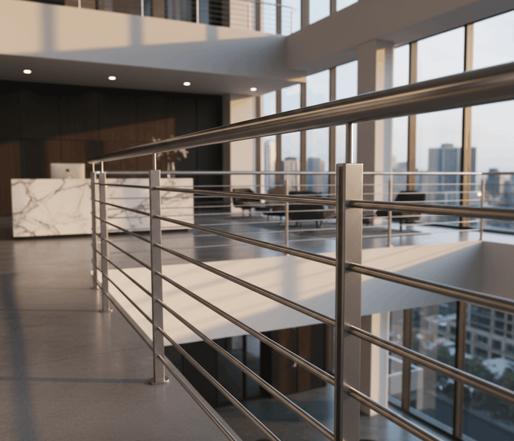commercial stainless steel railing in highrise