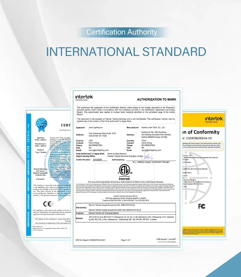 A certification authority international standard certificate is displayed on a white background.