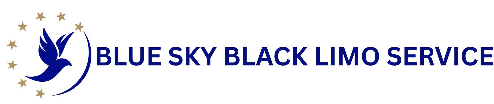 Blue Sky Black Limo Service logo with a blue bird and crescent moon icon on a white background