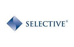 Selective logo with blue diamond icon and navy text on a white background