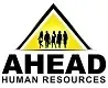 AHEAD Human Resources logo with black text and yellow roof icon