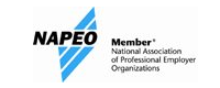 NAPEO logo with blue triangle and text: Member, National Association of Professional Employer Organizations