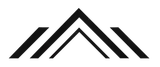 Logo géométrique noir composé de trois chevrons pointus sur fond blanc