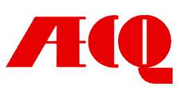 Logo ACQ rouge en caractères gras stylisés sur fond blanc
