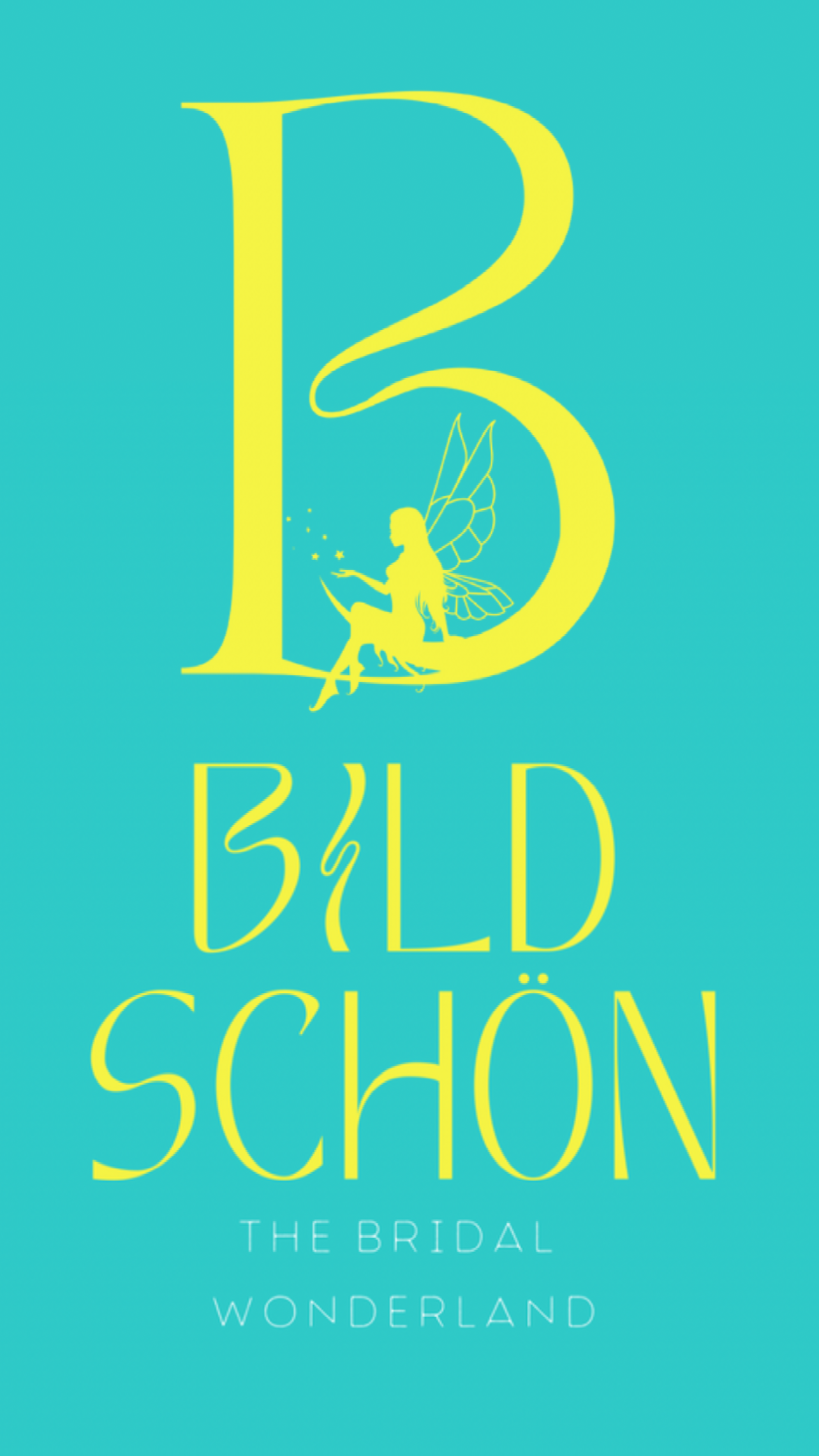 Ein blaues Poster mit einem gelben Buchstaben B und einer Fee darauf