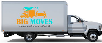 a big moves truck that is white and blue moving company in Charleston SC