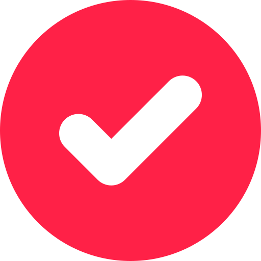 A red circle with a white check mark inside of it
