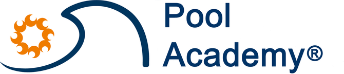 Un logo blu e arancione per la piscina academy
