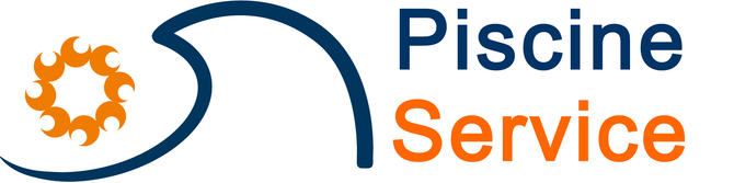 Un logo blu e arancione per il servizio piscine