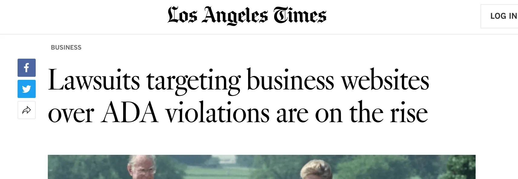 A los angeles times article about lawsuits targeting business websites over ada violations