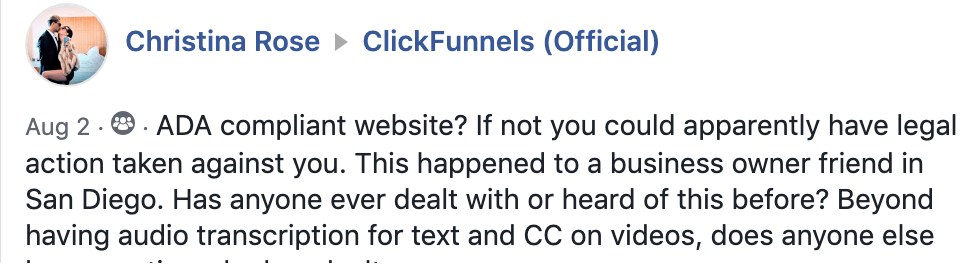 A screenshot of a facebook post by christina rose