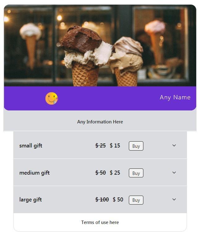 gift card sample amounts