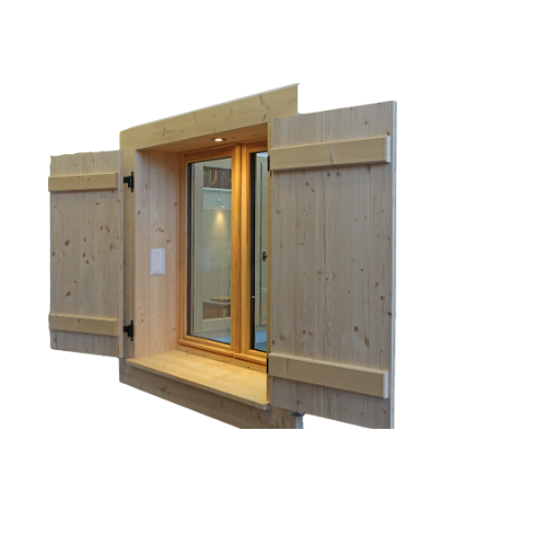 Porte en bois avec panneau en verre clair, poignée argentée et détails du mécanisme de verrouillage.