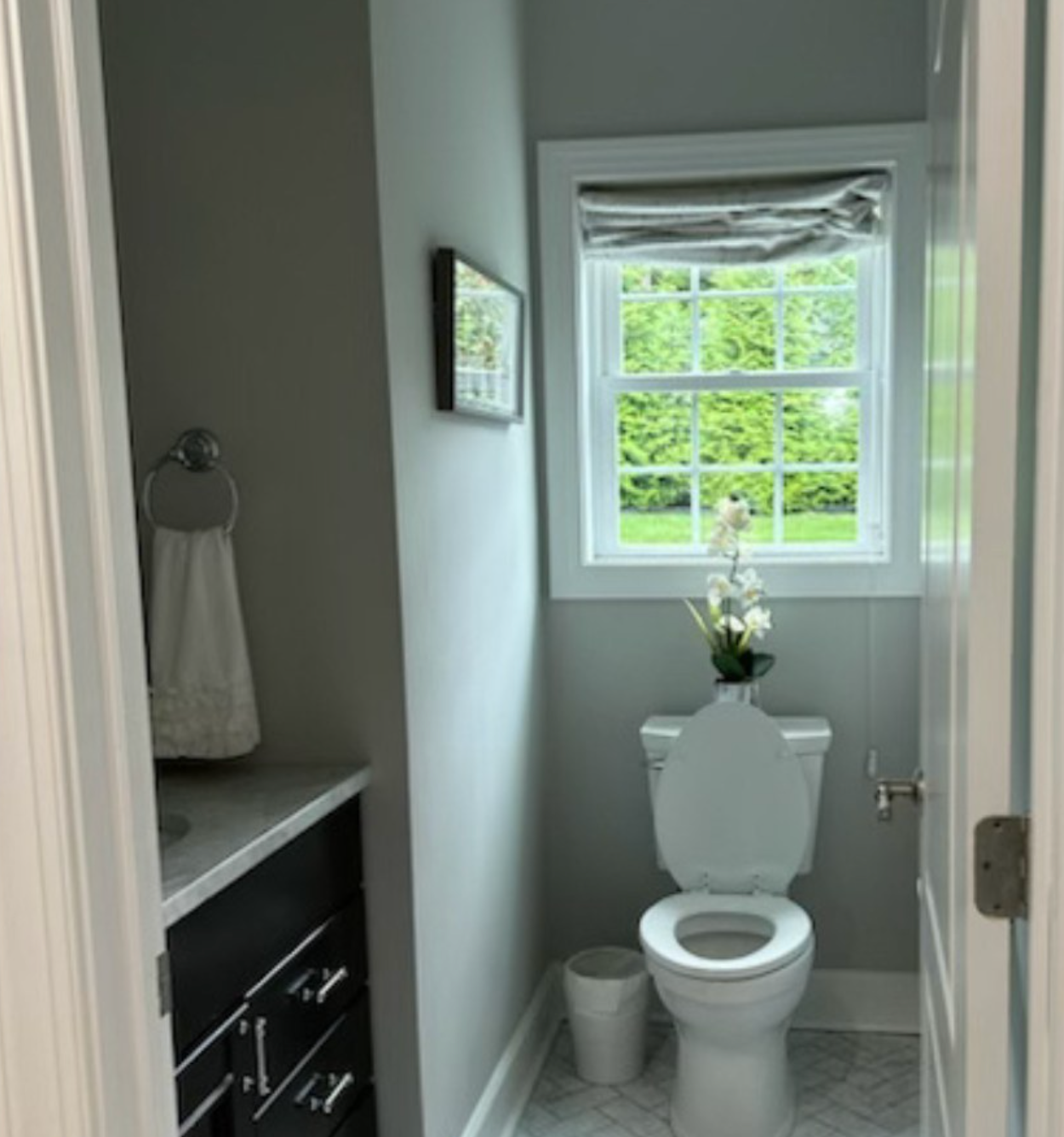 Small bathroom renovation with updated fixtures in Sayreville NJ home
