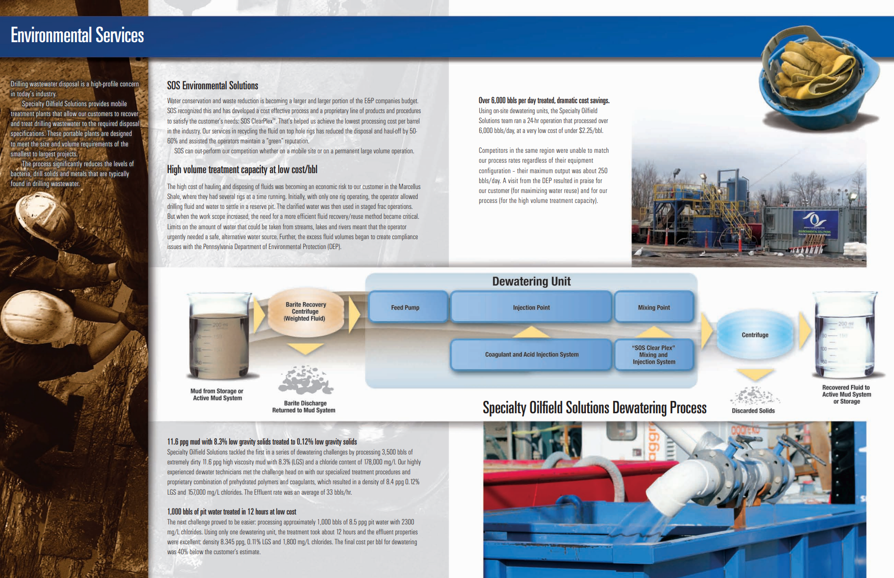 an advertisement for environmental services shows a diagram of a dewatering unit