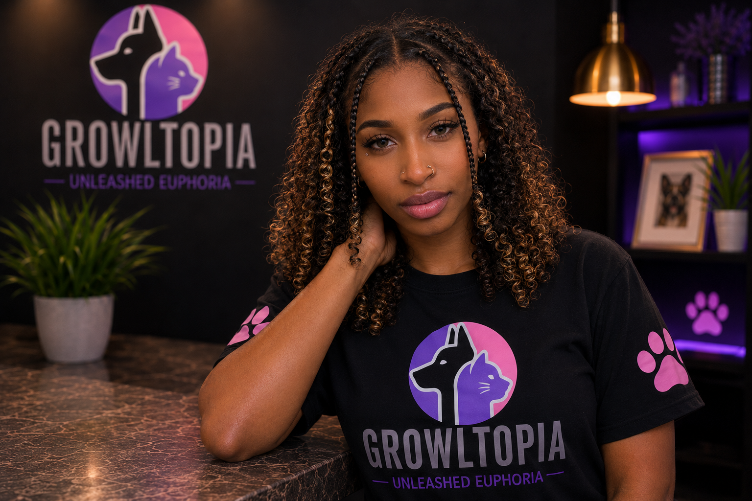 Close-up selfie of a  Growltopia Founder & CEO, wearing a neutral expression against a blurred indoor background